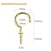 Powlankou 1inch Brass Plated Metal Screw-in Ceiling Hooks Cup Hooks, 120 Pieces