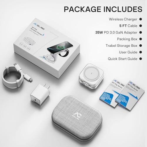 5-in-1 Wireless Charger for MagSafe, AC ISLAND Portable Travel Charging Station, 35W Max Qi2 Fast Foldable Magnetic Stand, Evolved for iPhone 17-12 Series, Apple Watch, AirPods (with 35W Adapter)