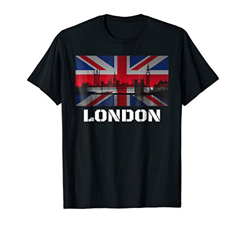 Souvenir London T-Shirt City Vintage UK Flag British Tee T-Shirt