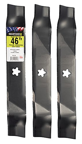 Maxpower 561732B 3-Blade Set 46" Cut Craftsman/Husqvarna/Poulan Replaces, Oem No. 152443, 163819, 532145708, 532152443, 532163819, black