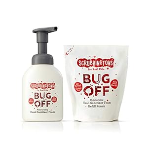 Scrubbingtons-Bug-Off-Childrens-Alcohol-Free-Foaming-Hand-Sanitiser-for-Sensitive-Skin-with-98-Natural-Ingredients-with-Eco-Duo-Bottle-200ml-Refill-Pouch-200ml Scrubbingtons Bug Off Children's Alcohol Free Foaming Hand Sanitiser for Sensitive Skin Eco Fiendly Duo Bottle 200ml and…
