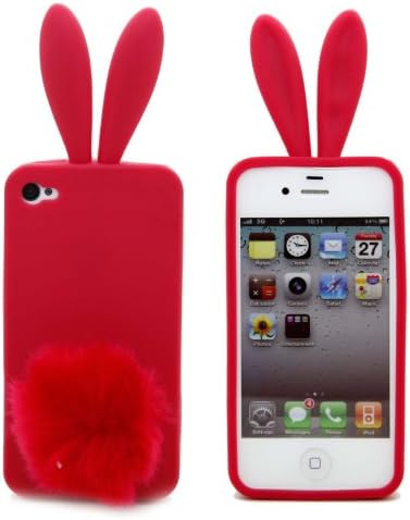 W-RainBow Lively and lovely Bunny Rabbit Case for iPhone 4/4G/4S (Red)