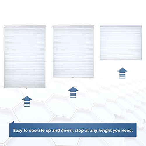 Grandekor Cordless Shades Cellular Blinds Light Filtering Honeycomb Blinds and Shades for Window 34 inch x 36 inch White