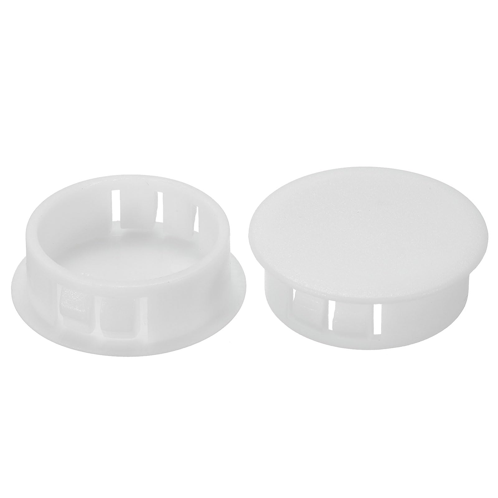 PATIKIL 30mm (1.2") Plastic Hole Plugs, 20Pcs Flush Type Round Hole Plugs Cover Snap in Locking Hole Tube for Table Kitchen Cabinet Furniture, White