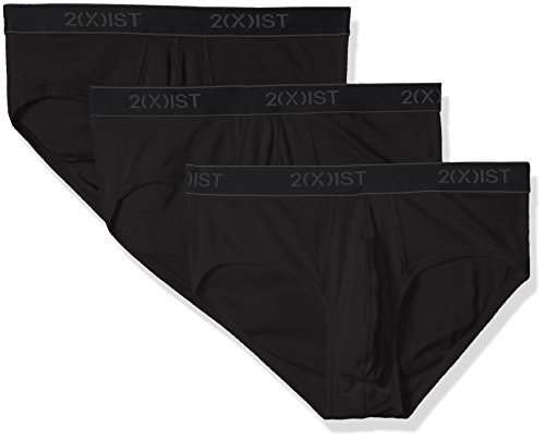 2(X)IST Men's Essential Cotton No-Show Brief, Black New Logo - MD ( Pack of 3 )