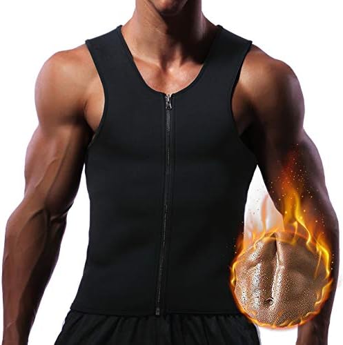 Men Hot Neoprene Waist Trainer Vest Workout Sauna Suit Smooth Zipper Tank Top Weight Loss Corset Body Shaper Gym Sweat Shirt