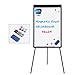 White Board Easel Stand Magnetic Whiteboard Flipchart Tripod Easel Height Adjustable Dry Erase Board with 1 Eraser, 3 Markers, 6 Magnets, 24x36 inches, Black