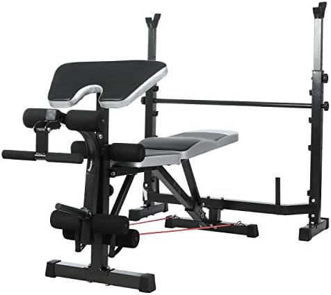Olympic Weight Bench with Squat Rack, Preacher Curl and Leg Developer (black,)