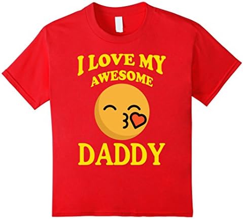 Kids Kiss Heart Family T-shirt I Love My Awesome Daddy 10 Red