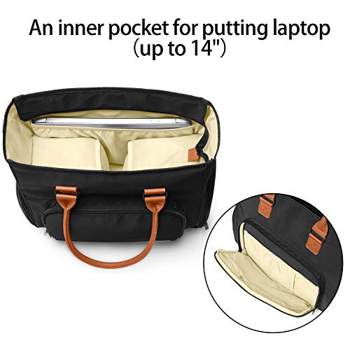 image for Luxja Breast Pump Bag with Pockets for Laptop and Cooler Bag, Leather 