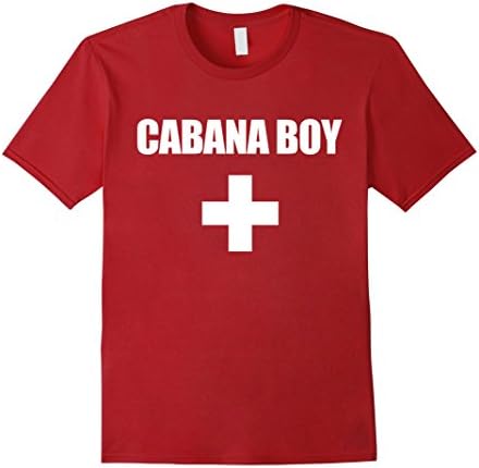 Mens Lifeguard Cabana Boy Funny Red White Official Swim Shirt Large Cranberry