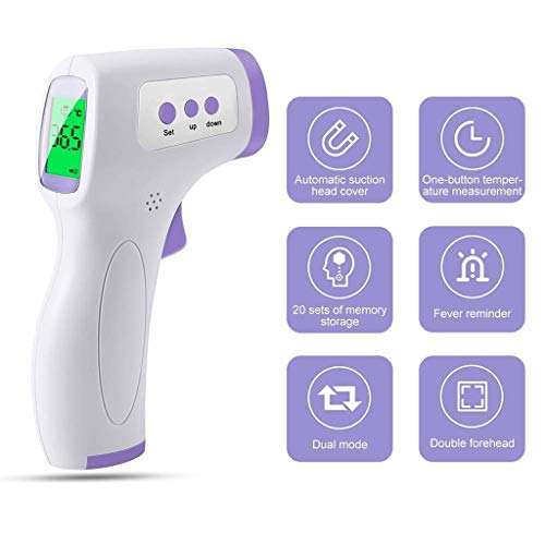 Vovotrade. Digital Infrared Forehead Thermometer, Non-Contact for Adults and Kids with 3 Function - Fever Alarm, Large LCD Screen and Data Memory (White)