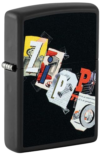 Zippo Sturmfeuerzeug - Letters, Black Matte, Color Image - Nachfüllbar - Wiederverwendbar - Windfestes Design - Geschenkbox - Made in USA