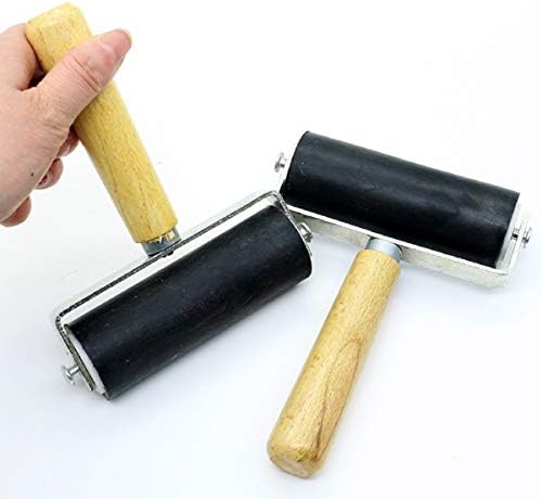 Mishiner 2Pcs 10 cm Print Scrapbook Wallpaper Stamping Ink Glue Spreading Hard Rubber Paint Roller Brayer