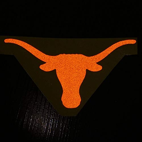 CUSHYSTORE Orange Texas Longhorns Cow Head 5" Reflective Decal Decals Vinyl Sticker Safety Night Rear for Motorcycle Bike Bicycle Car Helmet Trunk Tailgate Mobile Phone Laptop Notebook Mac Tablet