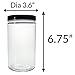 JUVITUS 32 oz Clear PET Plastic (BPA Free) Large Refillable Empty Jar (6 pack, Black Smooth LId)