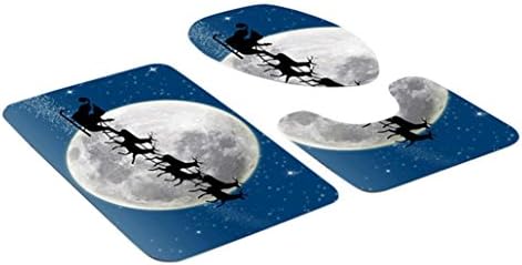 kaifongfu Toilet Seat mats,3PCS Fancy Santa Toilet Seat Cover and Rug Bathroom Set Christmas Decor (Christmas G)