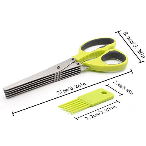 image for CHEE MONG Stainless Steel Herb Scissors with 5 Blades - Multipurpose H