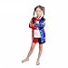 J-J DECO 5PCS Kids Girls Halloween Costume （Jacket + T- Shirt + Square Shorts+ 1Glove+Fishnets (M=120cm（6-8years）)