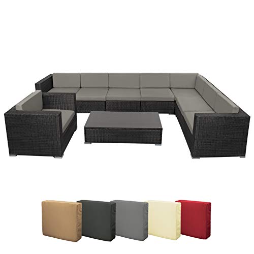 Montafox 24-teilige Polyrattan Lounge 8 Personen Gartenmöbel Ecklounge Ecksofa Beistelltisch Sessel Balkon Terrasse… – Bild 8