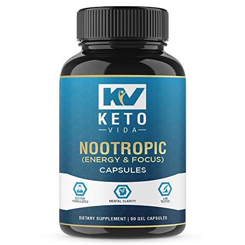 Keto Vida Alpha Brain Support Nootropic Capsules for Focus, Energy, and Concentration - The Ultimate Brain Booster; 60 Capsules