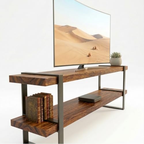 CASA FERRO Mueble para TV Escandinavo de Madera de Parota hasta 85". Ideal para Centro de Entretenimiento, Recámara o Sala. Hecho en México. (Parota 2.00 m)