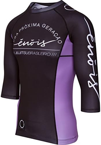 BJJ Compression Rashguard | 3/4 Sleeve | E Nois | IBJJF Legal (XL, Purple &amp; Black)