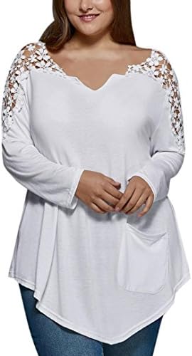 Hot Sale!Women's Tee Shirt Neartime Plus Size Blouse Fashion Summer Shirt Lady Lace Long Sleeve T Shirt Casual Top (3xl, white)
