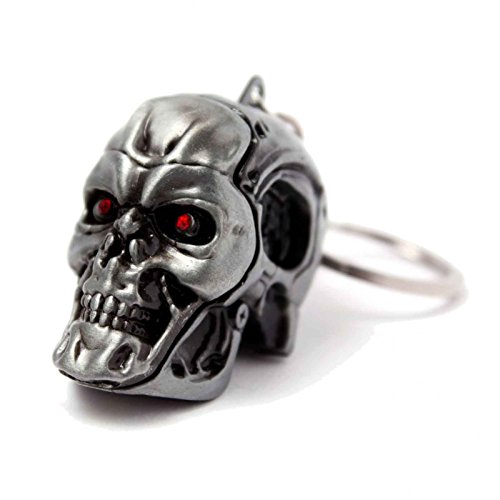 Terminator Keyring Keychain 3D Metal T-800 Skull Official Silver