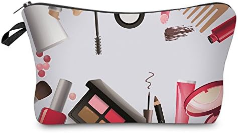 HELLATHUND Women's fashion Cosmetic Bags 3D Printing Maleta de Maquiagem Necessaire Women Travel Makeup Case Organizer Clutch Handbag (white)