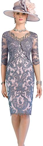 Kelaixiang Lace Beading Mother of the Bride Dress with Half Sleeves Jacket
