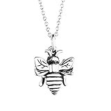 YFN Honey Bee Pendant 925 Sterling Silver Queen Bee Bumblebee Charm 18" Necklace
