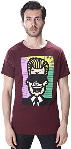Voiz Homme Men's Vintage Graphic T shirt (M, 215S009-Maroon)