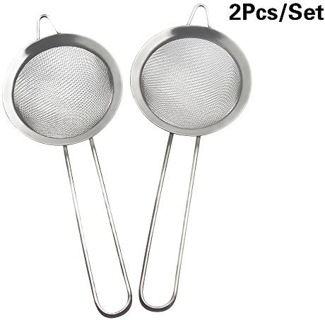 CKBAKIE Stainless Steel Mesh Strainers 2PCS Flour sieve Fine Tea Colander Sieve with Handle AK-bake07