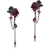 Gothic style personality red rose earrings Fashion punk style black earrings exquisite ladies accessories