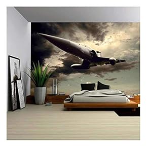 Military Airplan on The Speed - Removable Wall Mural | Self-Adhesive Large Wallpaper - 66x96 inches