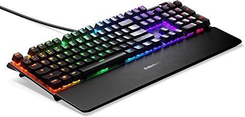 SteelSeries Apex 7 Mechanical Gaming Keyboard – OLED Smart Display – USB Passthrough and Media Controls – Linear and Quiet – RGB Backlit (Red Switch) (Renewed)