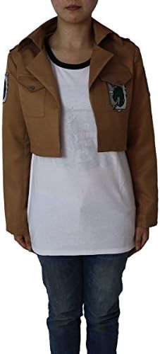 Attack on Titan Scouting Legion Khaki Cosplay Short Jacket, Military, Men 2Xlarge