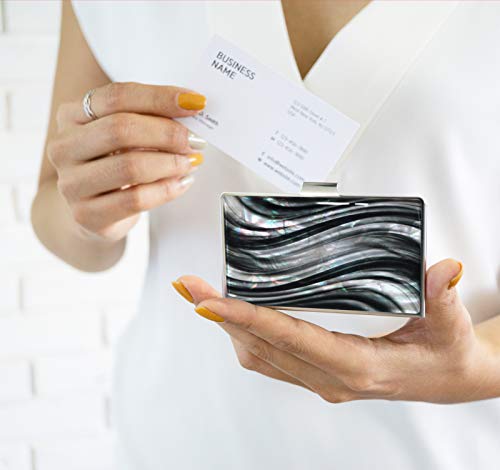 Business-Credit-Card-Holder-Id-Case-Mini-Wallet-Mother-of-Pearl-Wavy-Zebra