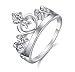 Women's 18K White Gold plated Silver AAA Cubic Zirconia Princess Heart Crown Tiara Band Rings