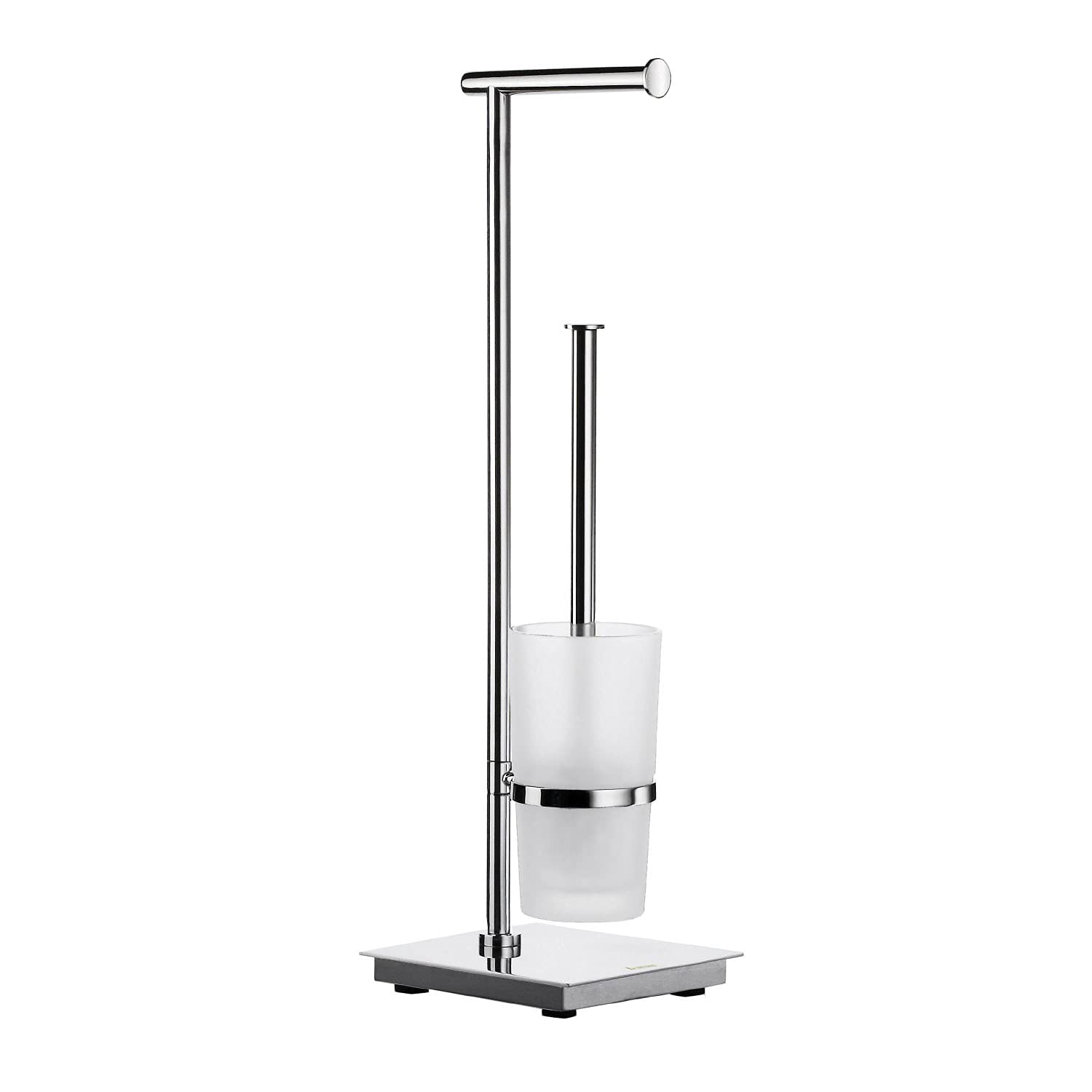 Smedbo "Outline Lite" Toilet Roll Holder/Toilet Brush, Polished Stainless Steel, 17.5 x 17.5 x 60 cm