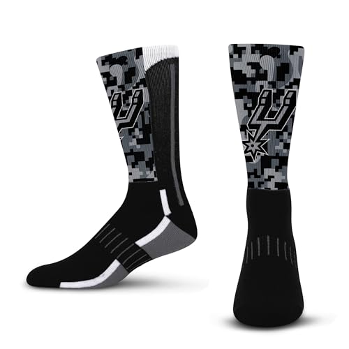 For Bare Feet NBA SAN ANTONIO SPURS Digi Mashup Crew Sock Size Large