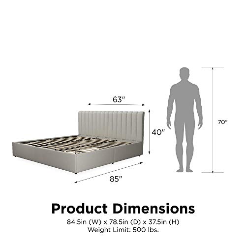 Novogratz Brittany Upholstered Bed, King, Gray Pricepulse