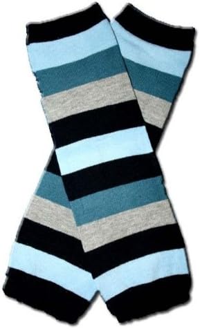 Precious Eggs Unisex-Baby Thick Stripes Leg Warmer Blue/Grey &amp; Black
