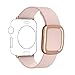 JSGJMY Smart Watch Band 38mm Leather Bracelet Replacement Strap for Smart Watch Sport & Edition (Soft Pink+Rose Gold Buckle, 38MM S)