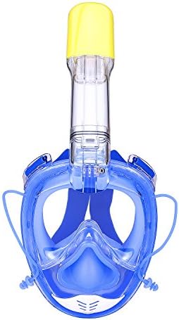 Garyesh 2nd Generation One-Piece Full Face Snorkeling Mask See More With Larger Viewing Area Than Traditional Masks Anti-Fog &amp; Anti-Leak Snorkeling Set (blue)