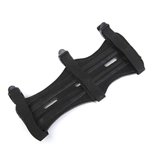 Qfauto PU Leather Archery 3 Straps Arm Guard + 3 Fingers Glove for Hunting Shooting,Durable and Lightweight - Thumbnail 4