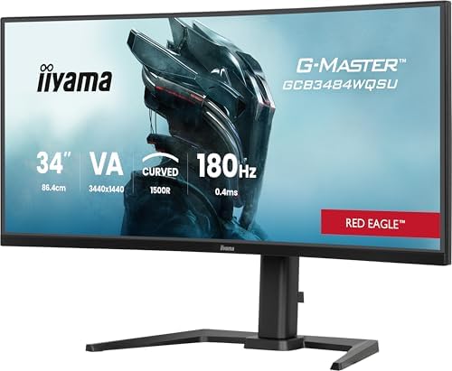 G-Master Red Eagle GCB3484WQSU-B1 Curved 1500R 86.4cm 34“ VA LED Gaming Monitor UWQHD HDMI DP USB3.2 USB-C 0.4ms 180Hz HDR400 FreeSync Premium Pip/PBP Höhenverstellung schwarz