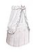 Badger Basket Majesty Canopy Bassinet, Rocking Baby Cradle Bed with Mattress, Bedding, and Storage, Oval White/Pink