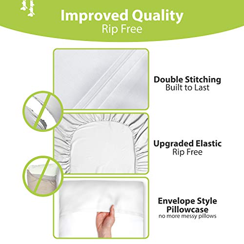 BAMPURE 1 Organic Bamboo Sheets Bamboo Bed Sheets Organic Sheets Deep Pocket Sheets Bed Set